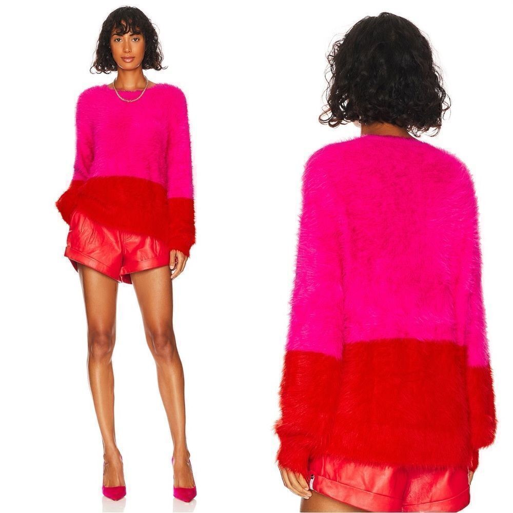One Teaspoon Lost Signal Colour Block Pink Red Dress Sweater Crew Size S